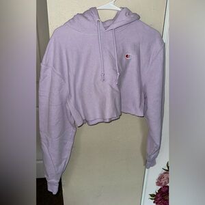 Champion Women's Light Purple Cropped Sweatshirt